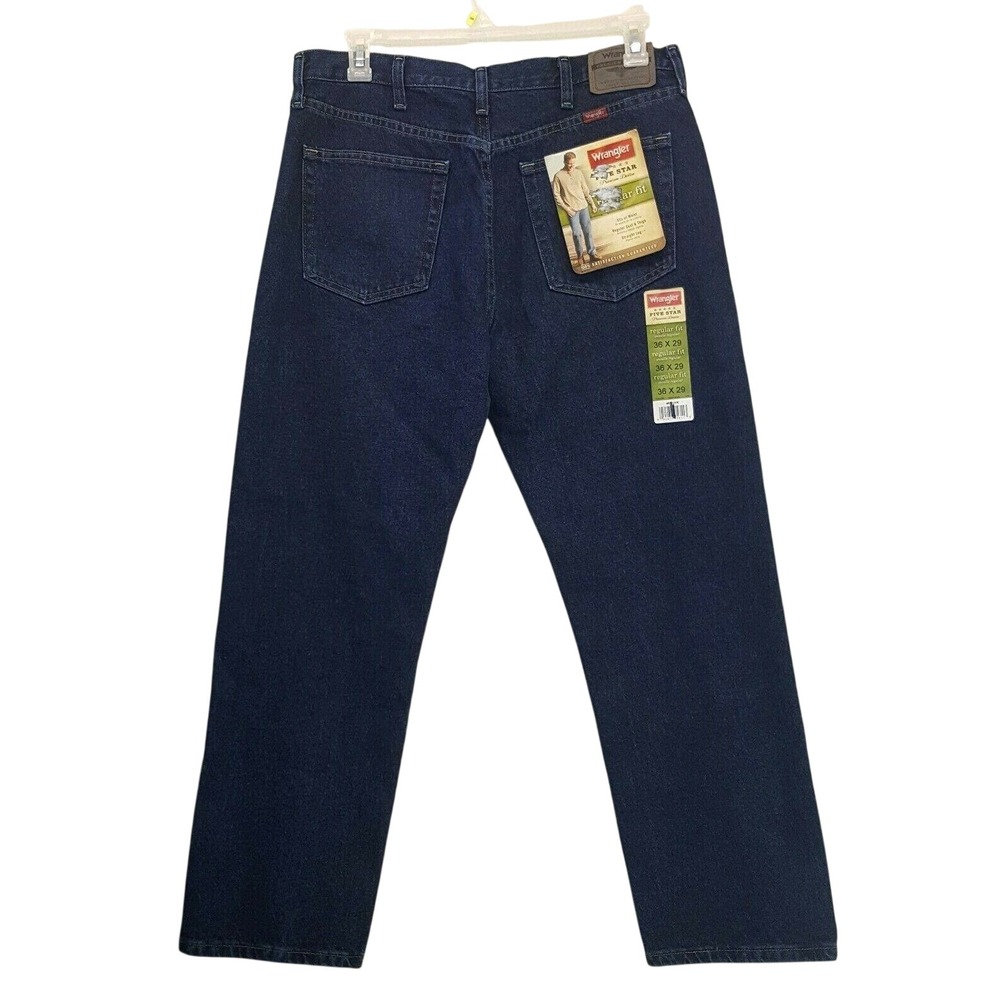Wrangler‎ 36x29 Blue Jeans Pants Denim Regular Fit New Dark Wash Straight Leg